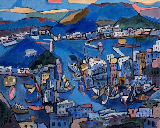 전혁림, ‹통영풍경›, 1992, 캔버스에 유화 물감, 130×160cm, 통영시청.