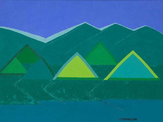 유영국, ‹산›, 1984, 캔버스에 유화 물감, 97.5×130cm, 국립현대미술관 이건희컬렉션.