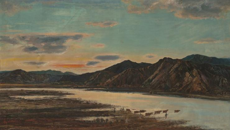 김원, 제목 미상, 1954, 캔버스에 유화 물감, 102×177.7cm, 국립현대미술관.