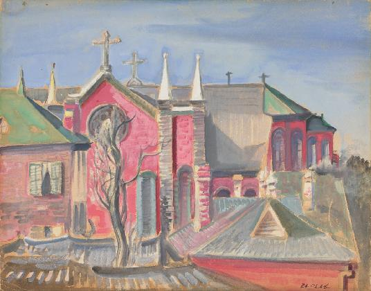 LEE Insung, ‹Kyesan-dong Cathedral›, 1930s, Watercolor on paper, 34.5×44cm