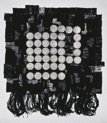 박래현, ‹작품›, 1970년대 초반, 털실, 하수구망, 태피스트리, 131x129cm