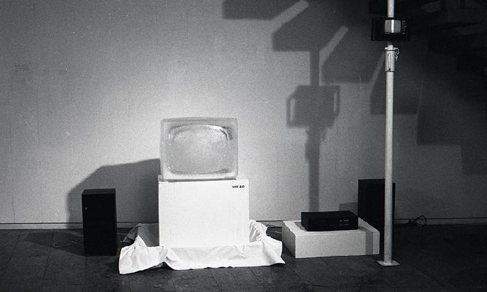 Kim Soungui, ‹Ice Video Concert: Vide & O›, 1989, Installation, Dimensions variable. Artist Collection. Courtesy of the Artist.