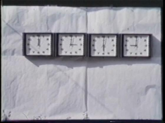 Kwak Duckjun, ‹4 Clocks›, 1973, Single-channel video, color, sound, 6 min. 2 sec. MMCA Collection.