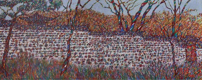 ‹The Wall (Secret Garden)›, 1986, oil paint on canvas, 208×504cm, Embassy of the Republic of Korea in the USA