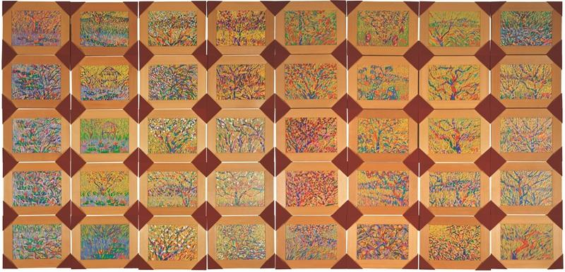 ‹Orchard›, 1996-97, oil paint on canvas, 175×360cm, Gana Art Foundation