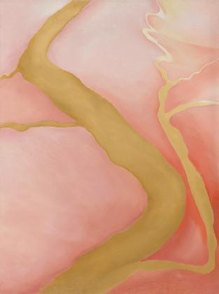 조지아 오키프, ‹노랑과 분홍 III›, 1960, 캔버스에 유채, 101.6 × 76.6 cm. 시카고 미술관 알프레드 스티글리츠 컬렉션, 조지아 오키프 유증.