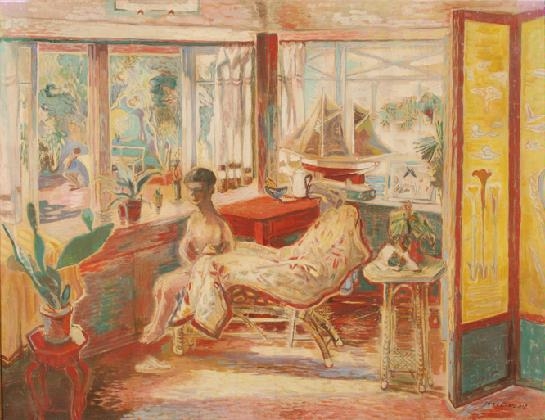 실내(Interior), 1935, 캔버스에 수채