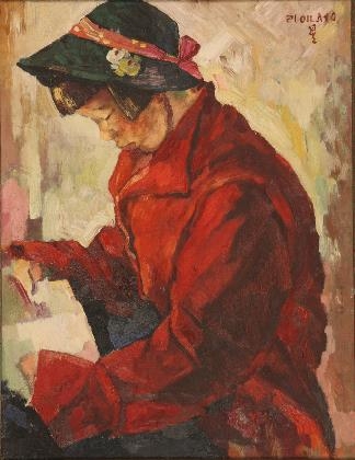 빨간 코트의 소녀(Girl in Red Goat), 1940년대, 캔버스에 유채