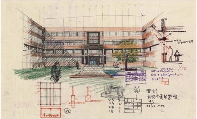 <진주 동명 중고등학교> 드로잉, 1995